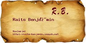 Raits Benjámin névjegykártya
